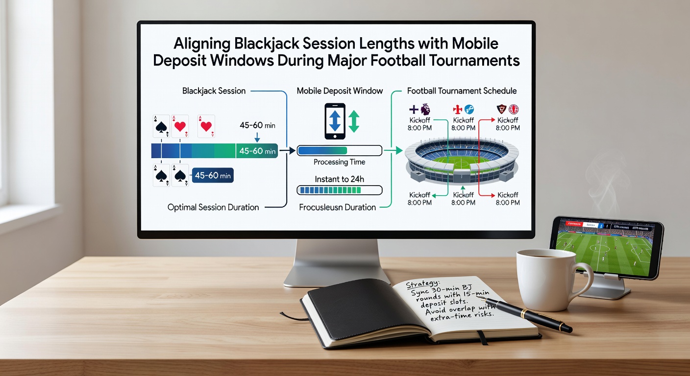 Mobile App zeigt Einzahlungsfenster und Blackjack-Tisch während eines Fußball-Events
