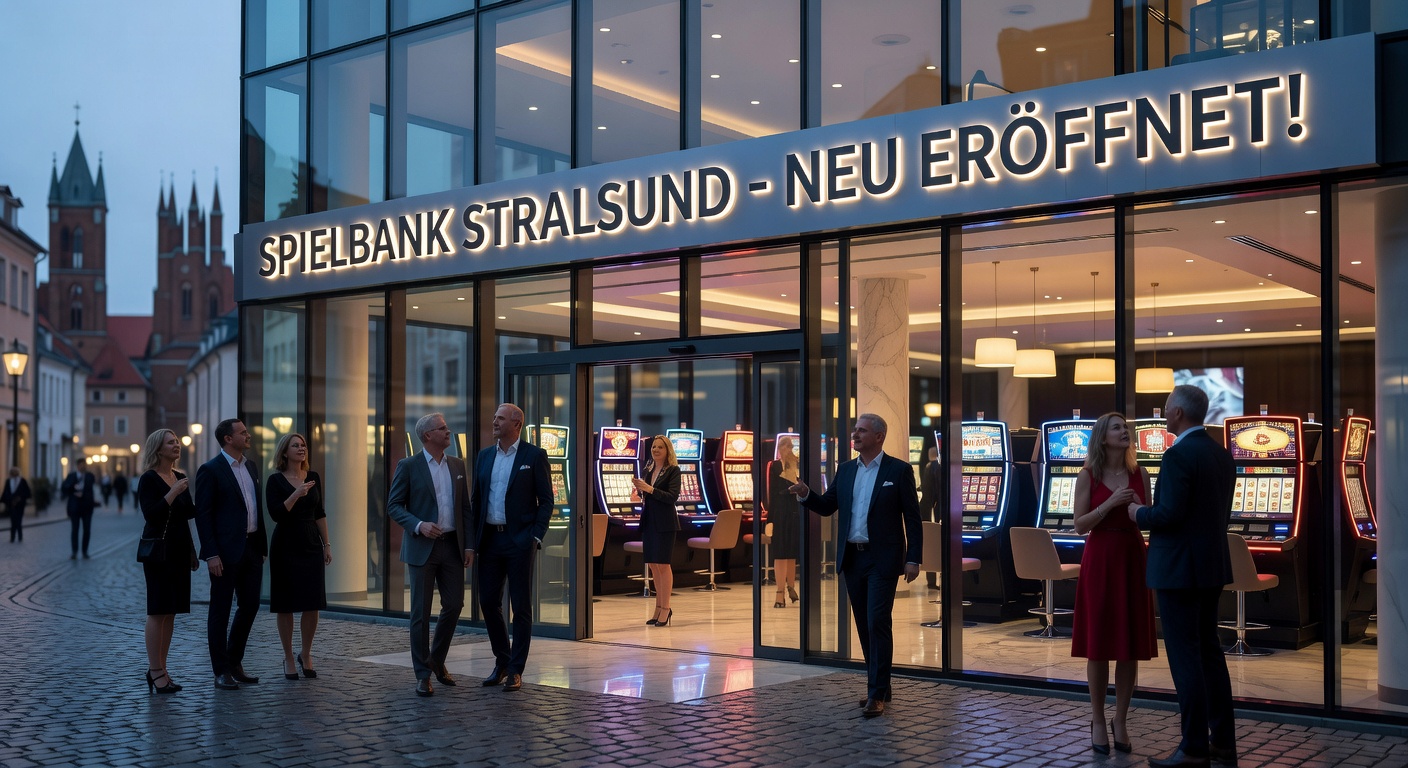 Innenansicht einer modernen Automatenauswahl in einer deutschen Spielbank, mit leuchtenden Slots und Spielern im Hintergrund