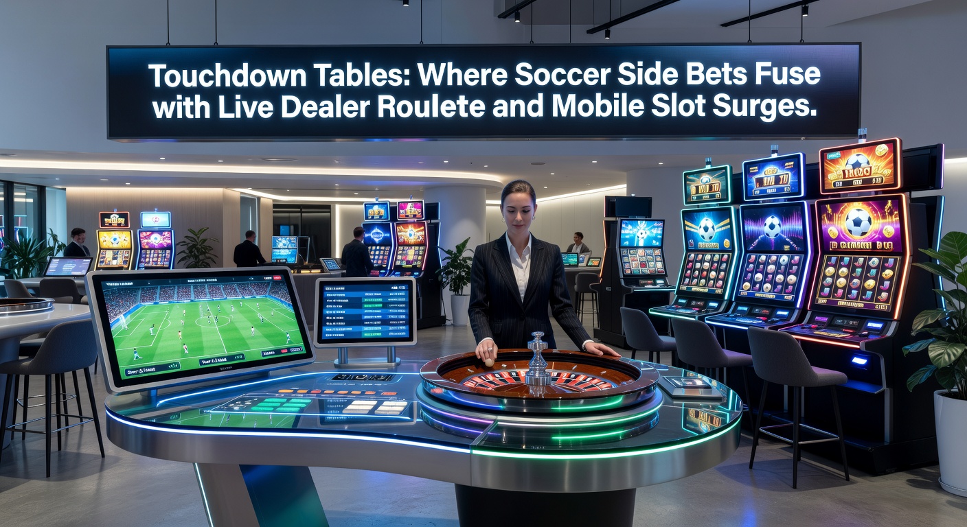 Nahaufnahme eines Live-Roulette-Tisches mit Soccer-Side-Bets-Overlay und Slot-Surge-Effekten